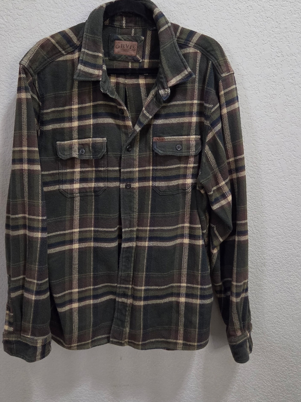 Orvis Men's Green Plaid Button-Up Jacket